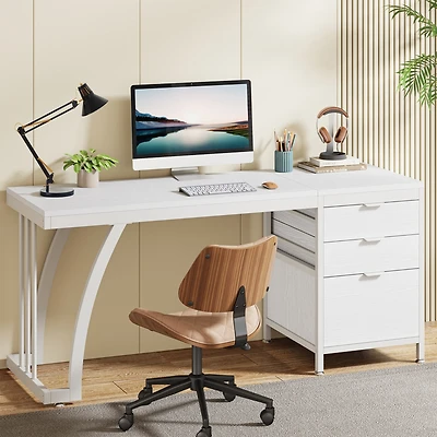 Tribesigns 59 Inch Computer Desk with 3 Drawers, Industrial Pc Desk Study Writing Table Workstation with File Storage, Home Office Desks with Large De