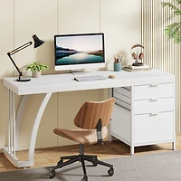 Tribesigns 59 Inch Computer Desk with 3 Drawers, Industrial Pc Desk Study Writing Table Workstation with File Storage, Home Office Desks with Large De