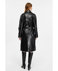 Women's Leather Trench Coat, Black