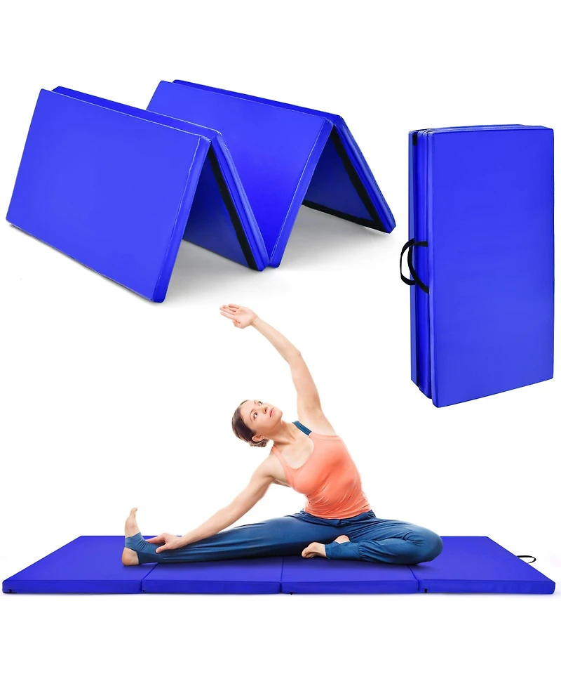 4-Panel Folding Gymnastics Mat with Carrying Handles for Home Gym