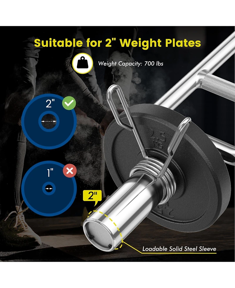 Vebreda 700 Lbs Olympic Triceps Bar with Knurled Handles for Squats Deadlifts Shrugs