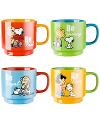 Peanuts 4 Pack 15 Oz Stackable Mugs with a Rack