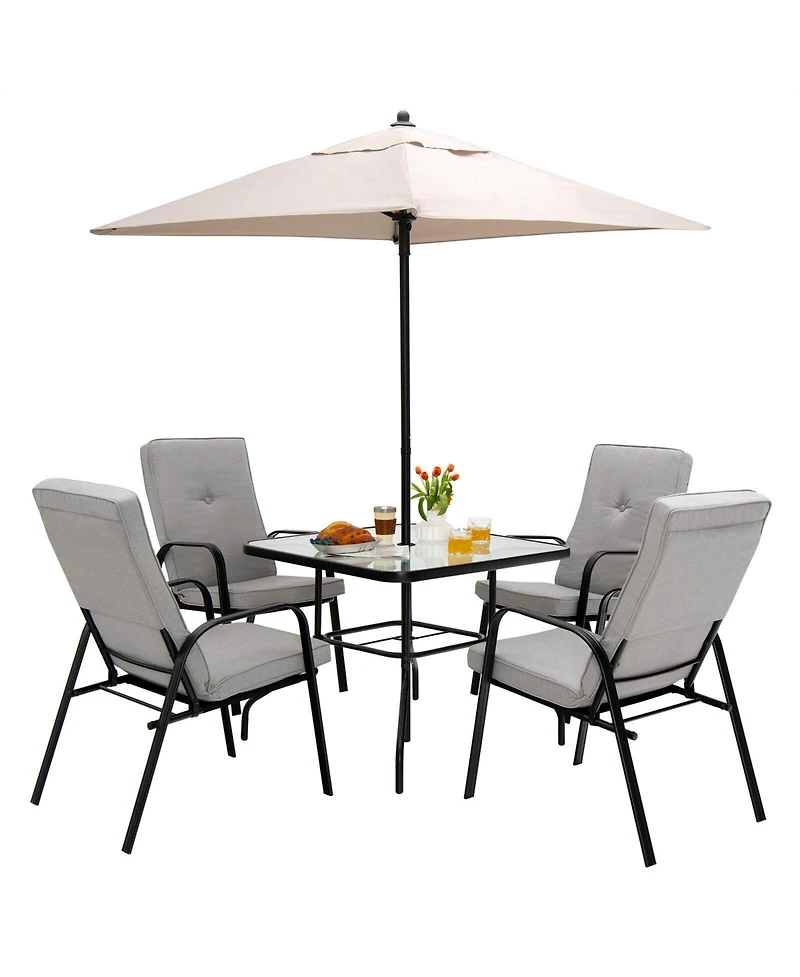 Givimo 5 Feet Patio Square Market Table Umbrella Shelter with 4 Sturdy Ribs
