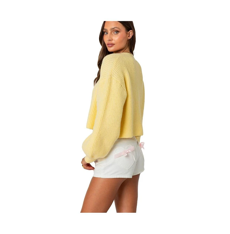 Edikted Women's Sabrina chunky knit cropped cardigan