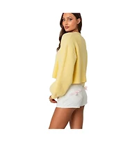 Edikted Women's Sabrina chunky knit cropped cardigan