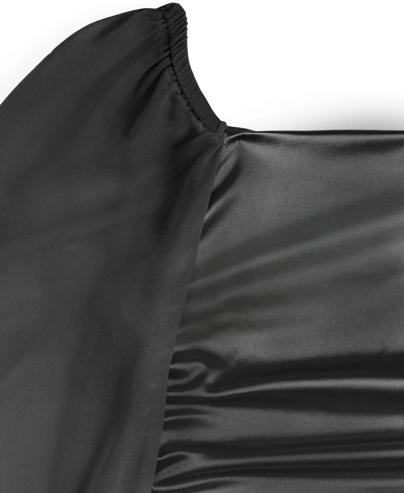 With Jules Big Girls Long-Sleeve Ruched Dress