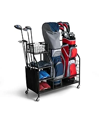 Vebreda Double Golf Bag Organizer with Lockable Universal Wheels