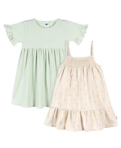 Toddler Girls Short Sleeve and Sleeveless Dress, 2 Pack