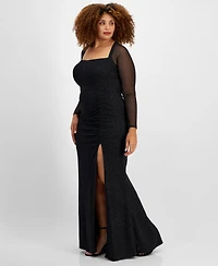 City Studios Trendy Plus Glittered Ruched Gown