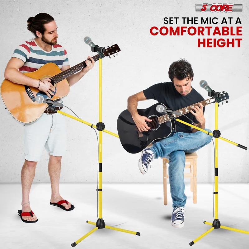 5 Core Tripod Mic Stand Heavy Duty Adjustable Floor Microphone Boom Arm Pedestal Para Microfono Ms Dbl G Ylw 2pcs