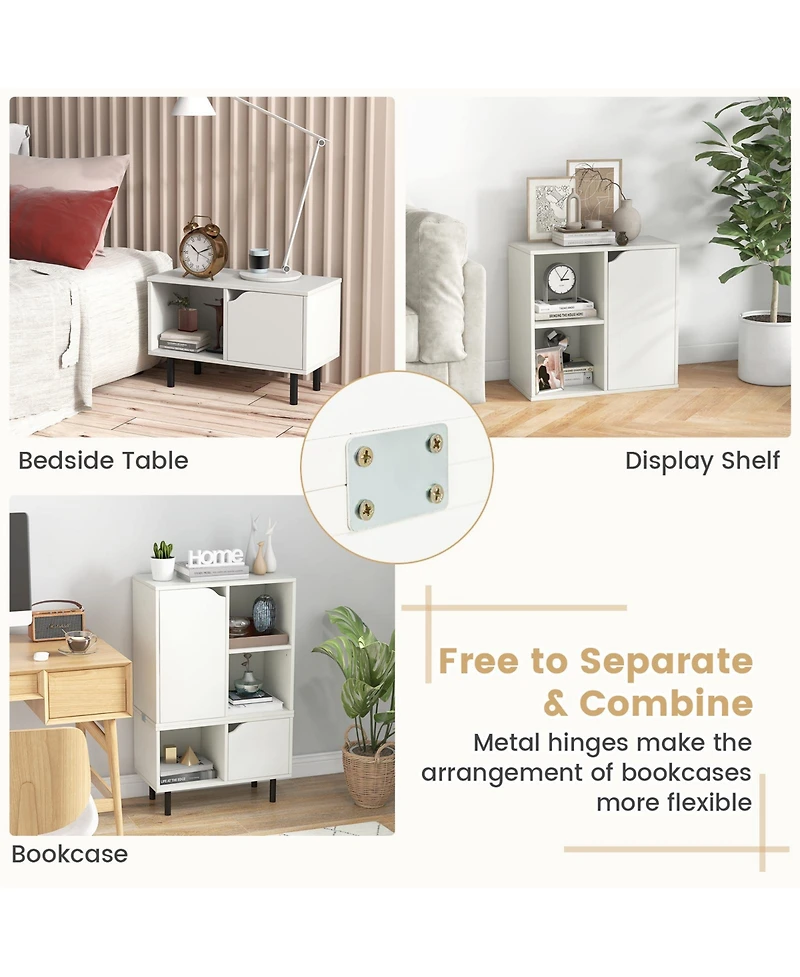 Sugift Stackable Bookcase with Adjustable Shelf and Cubes
