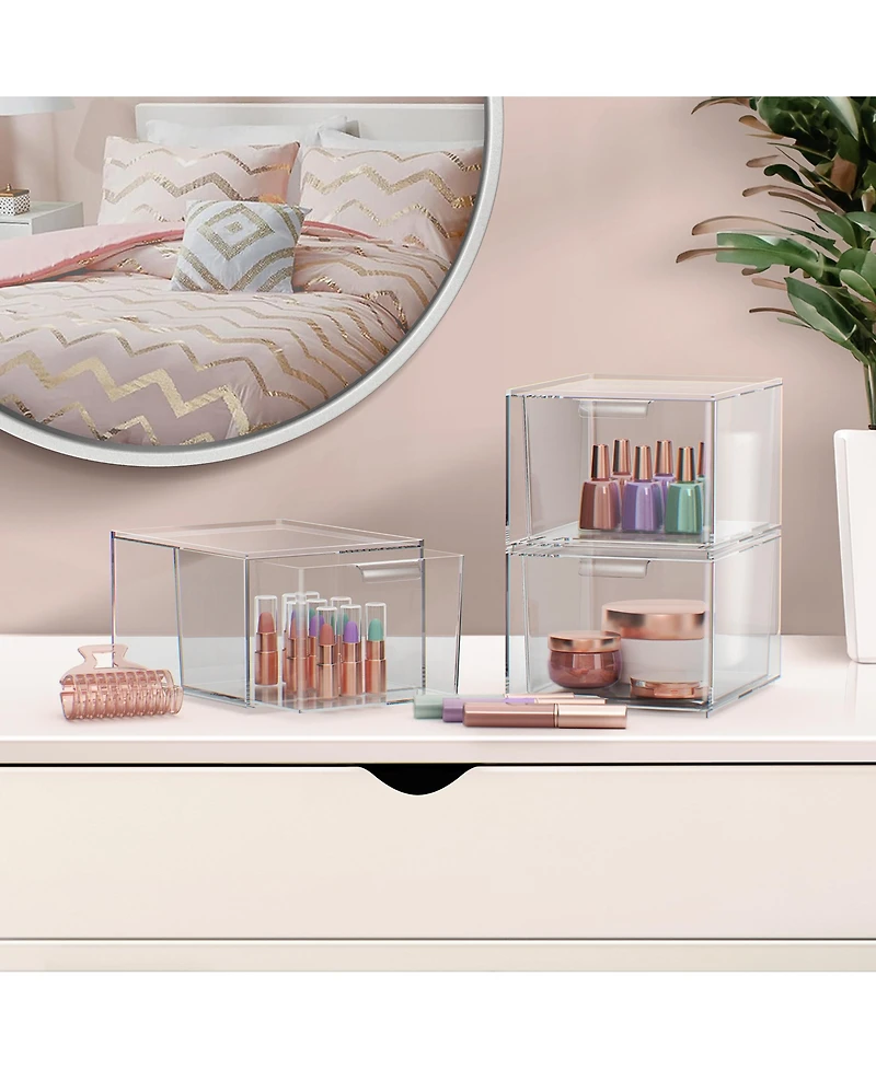 Sorbus Clear Stackable Acrylic Drawer Makeup Organizer - for Vanity, Bathroom, Under Sink, Cabinets, Jewelry, and More