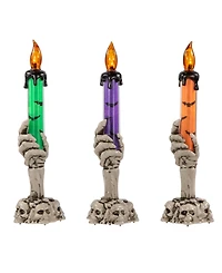 Northlight Lighted Skeleton Hand Halloween Candles - 8.25" - Set of 3