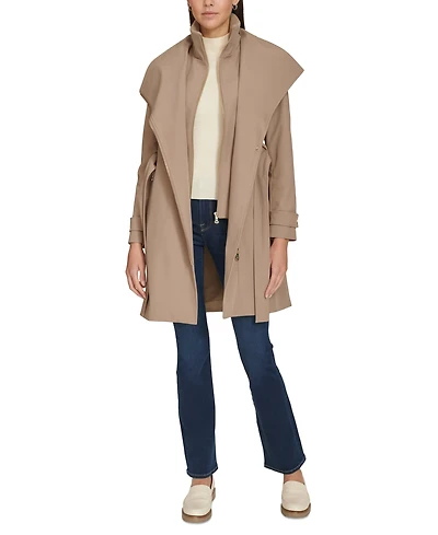 Calvin Klein Petite Belted Long-Sleeve Wrap Coat