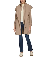 Calvin Klein Petite Belted Long-Sleeve Wrap Coat