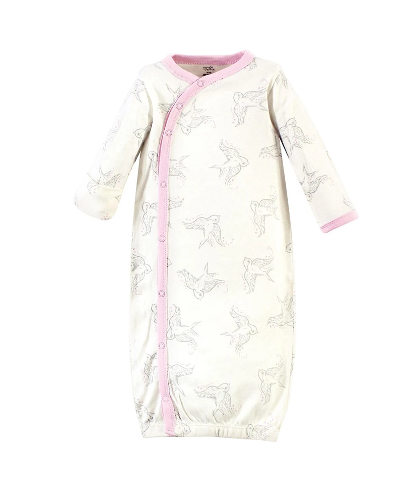 Touched by Nature Baby Girls Organic Cotton Side-Closure Snap Long-Sleeve Gowns 3pk
