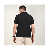 Men's Charcoal Black Self-Design Striped Shirt