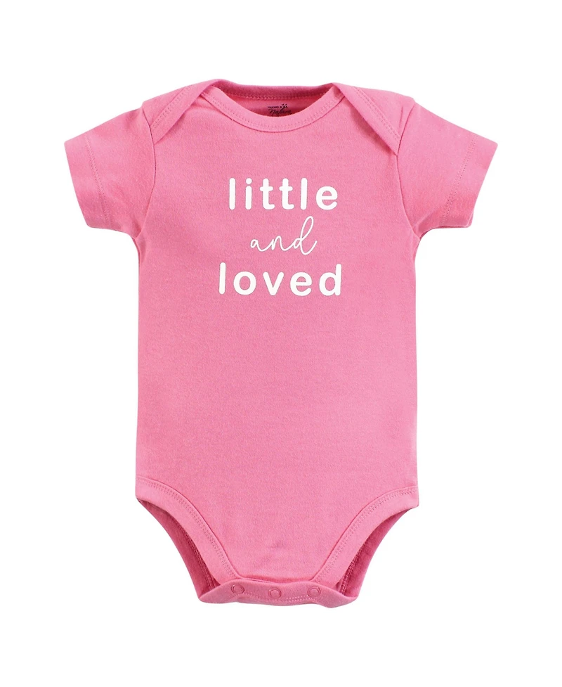 Touched by Nature Baby Girls Organic Cotton Bodysuits 5pk, Poppy, 3-6 Months