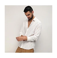 Campus Sutra Men's Chalk White Foil-Pleated Shirt