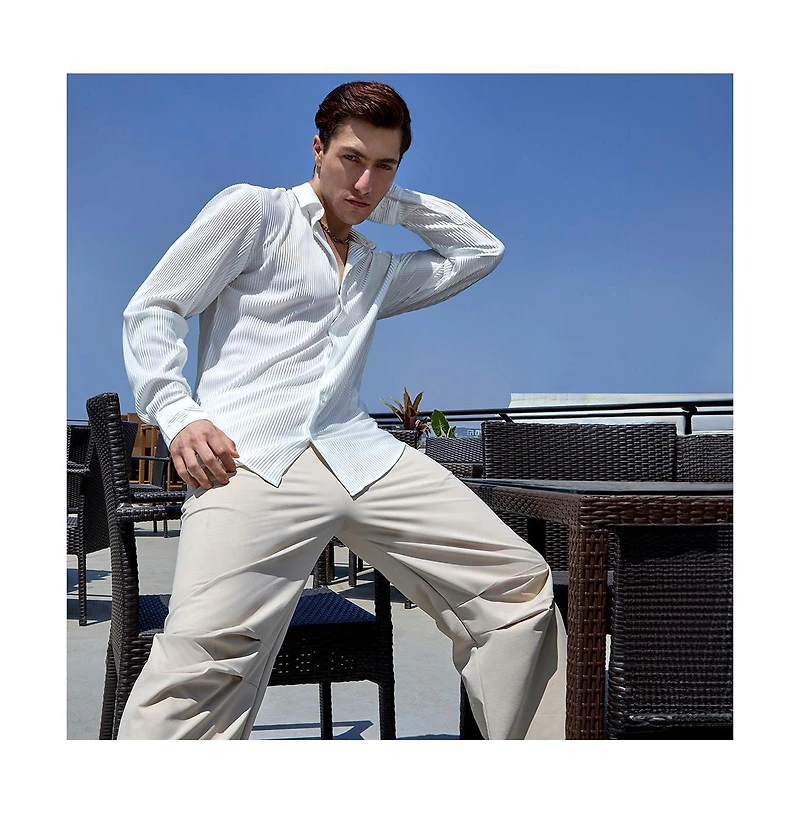 Men's Chalk White Pleat-Creased Shirt