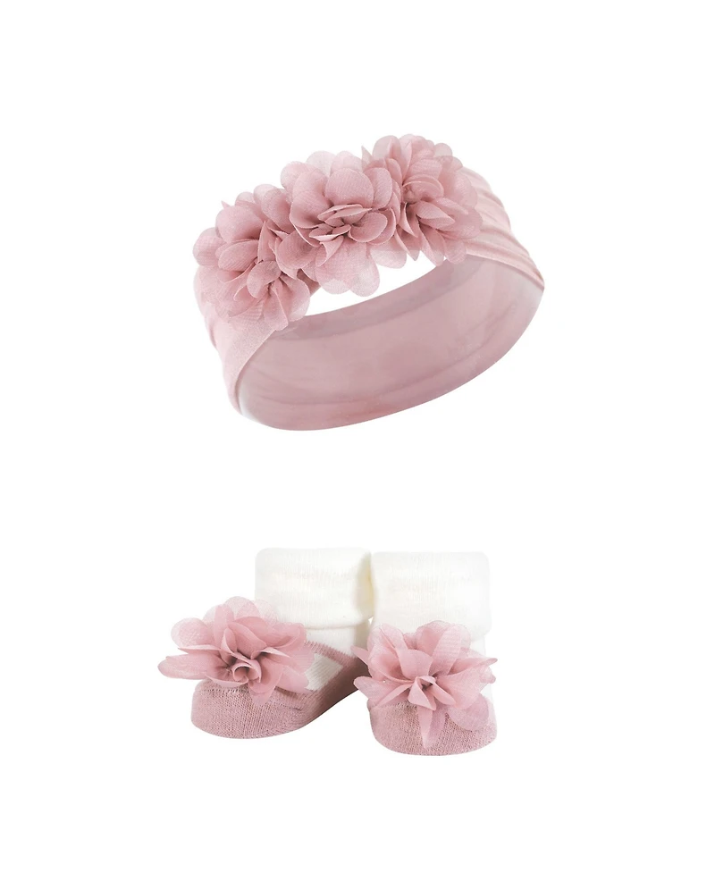 Hudson Baby Girls Coordinated Soft Headband and Socks Giftset