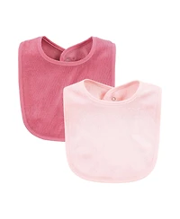 Hudson Baby Infant Girls Rayon from Bamboo Bib with Waterproof Lining 10pk, Pink One