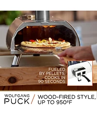 Wolfgang Puck Outdoor Pizza Oven, Durable Stainless Steel, Portable Pizza Oven, Compact Storage, Pellet Pizza Oven