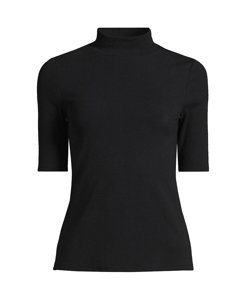 Lands' End Women's Wide Rib Mock Turtleneck