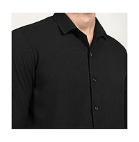 Campus Sutra Men's Midnight Black Embossed Micro Check Shirt