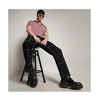 Men's Nude Pink Self-Design Block Shirt
