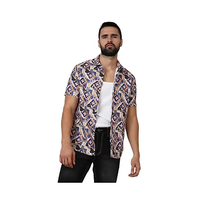 Men's Sienna Brown & Indigo Blue Bohemian Shirt