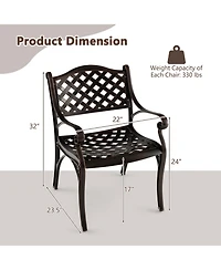 Vebreda Cast Aluminum Dining Chairs Set of 2 with Patio Chairs Armrests Flower Pattern