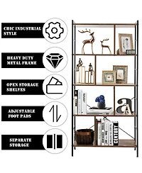 Sugift 4-Tier Industrial Freestanding Bookshelf with Metal Frame