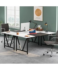Tribesigns 80'' Executive Desk, L-Shaped Office Table with 55'' Cabinet, Large Computer Desk with Storage Drawers and Shelve