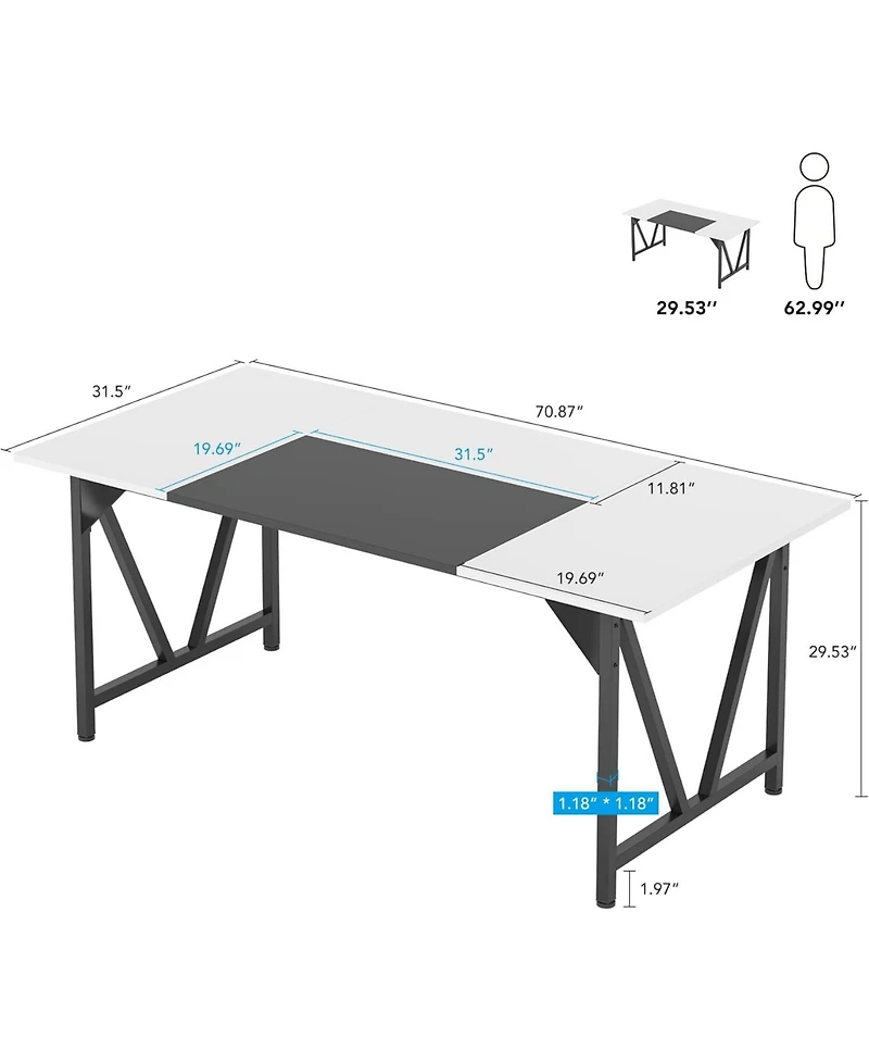 Tribesigns 80'' Executive Desk, L-Shaped Office Table with 55'' Cabinet, Large Computer Desk with Storage Drawers and Shelve