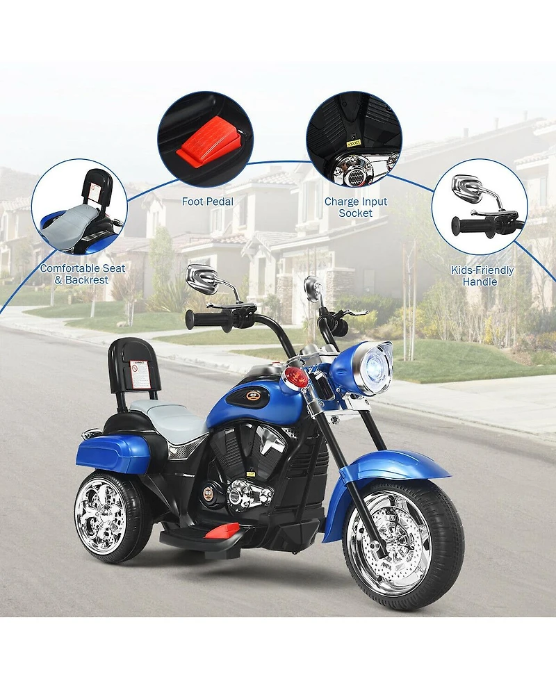 6V Powered Toddler 3-Wheel Motorbike Ride On Toy with Horn and Headlight