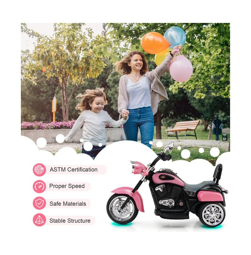 6V Powered Toddler 3-Wheel Motorbike Ride On Toy with Horn and Headlight