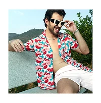 Men's Scarlet Red Rose Foliage Shirt