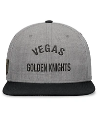 Fanatics Men's Heather Gray Vegas Golden Knights Elements Flat Brim Leather Strapback Hat