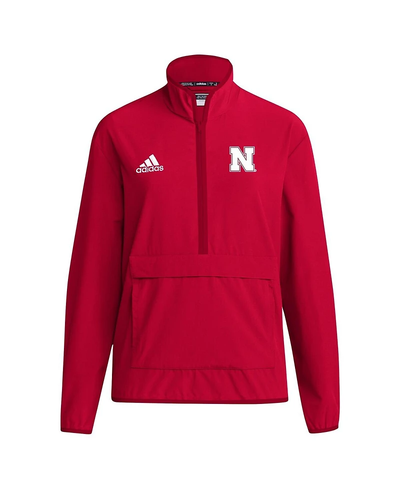 Adidas Men's Scarlet Nebraska Huskers Coaches Sideline Half-Zip Jacket