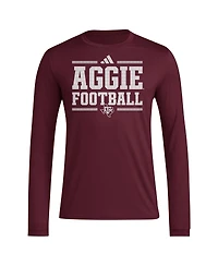 Adidas Men's Maroon Texas A M Aggies Locker Football Pre-Game Aeroready Long Sleeve T-Shirt