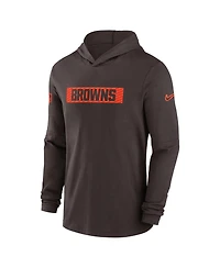Nike Men's Brown Cleveland Browns Sideline Hoodie Performance Long Sleeve T-Shirt