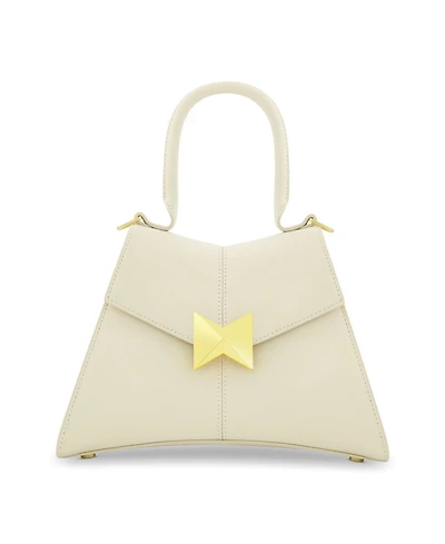 Gold Hardware Detail Angular Top Handle Small Leather Handbag