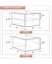 Sorbus 3 Drawers Acrylic Organizer for Makeup, Organization and Storage, Art Supplies, Jewelry, Stationary - 4 Pcs Clear Stackable Storage Drawers
