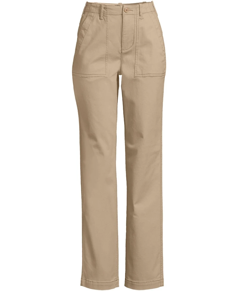 Lands' End Petite High Rise Chino Utility Straight Leg Pants
