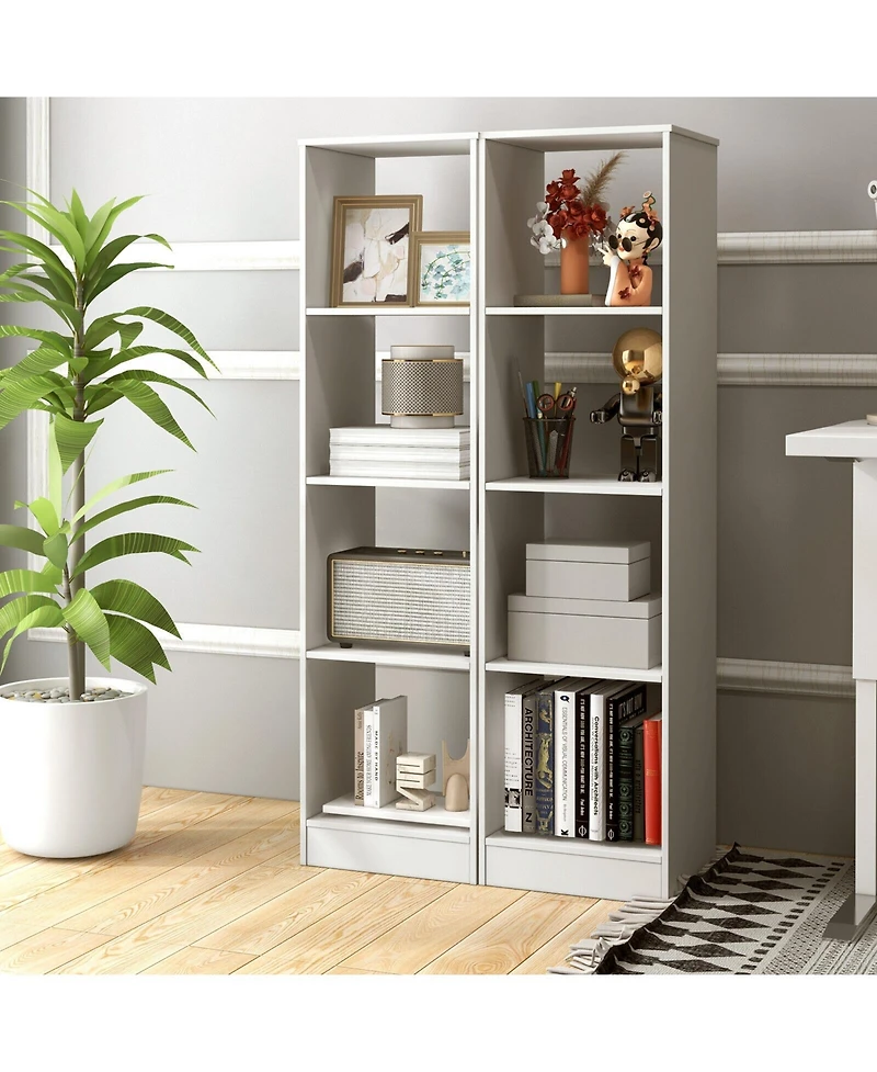 Sugift 5 Tiers 4-Cube Narrow Bookshelf with 4 Anti-Tipping Kits