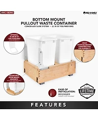 Rev-a-Shelf Double 35 Quart Maple Bottom Mount Pullout Waste Container,4WC-18DM2