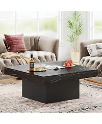 Tribesigns Coffee Table Square Led Coffee Table Engineered Wood Low Coffee Table for Living Room