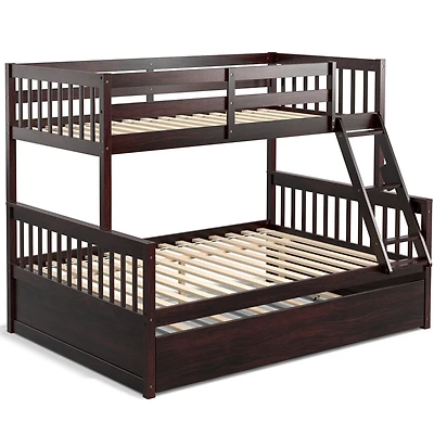 Sugift Twin Over Full Convertible Bunk Bed with Trundle