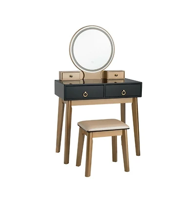 Sugift Makeup Vanity Table Set with Touch Screen Dimming Mirror and 3 Color Lighting Modes